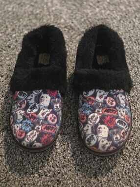 BOBS Skechers Too Cozy Snuggle Rovers Slippers Dog Print Women Size 6 EC